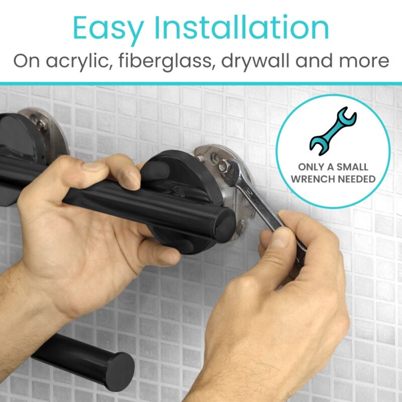 Metal Grab Bar With Toilet Paper Holder - Image 6