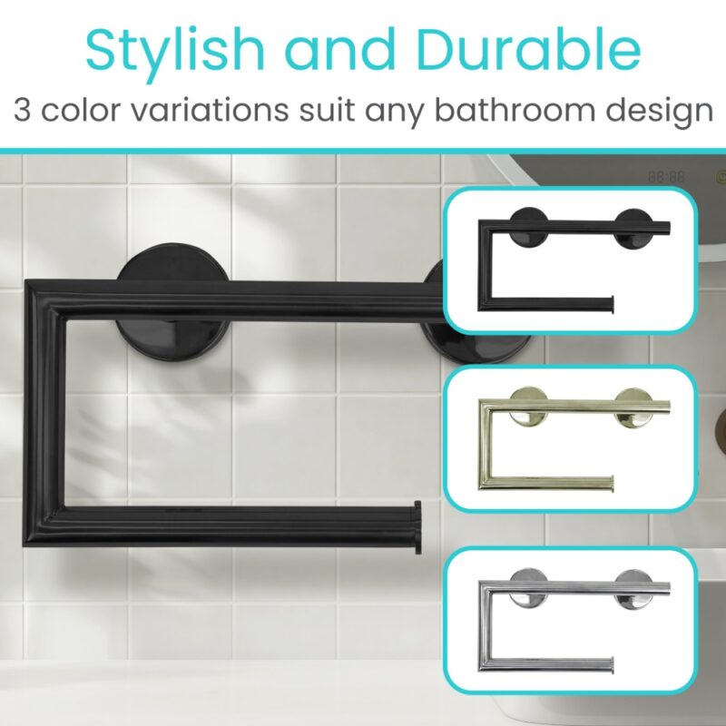 Metal Grab Bar With Toilet Paper Holder - Image 3