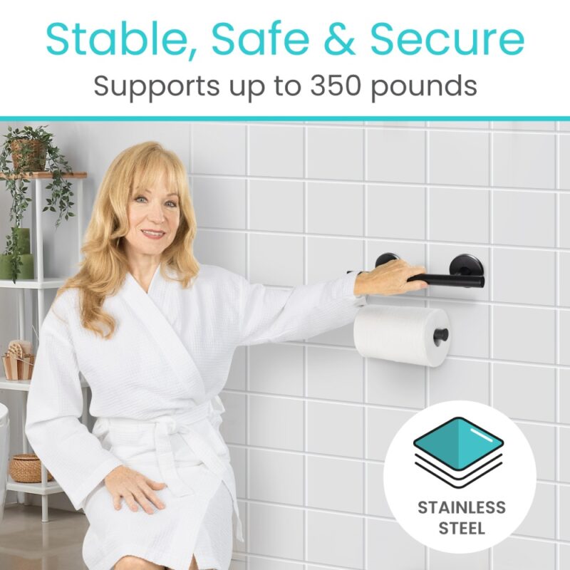 Metal Grab Bar With Toilet Paper Holder - Image 7