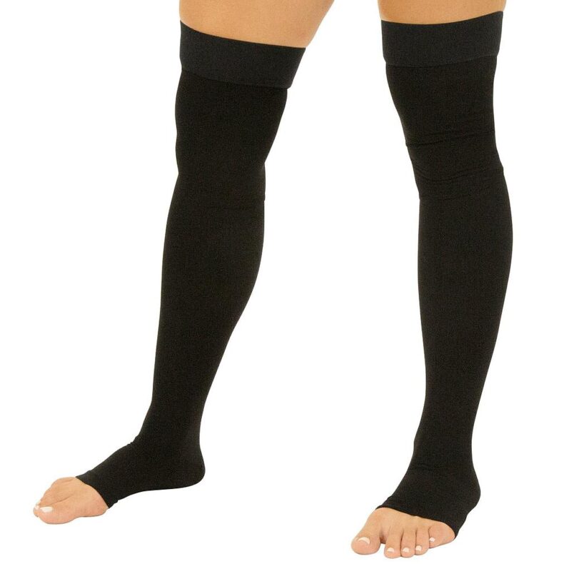 Thigh High Open Toe Compression Stockings 15-20mmHg