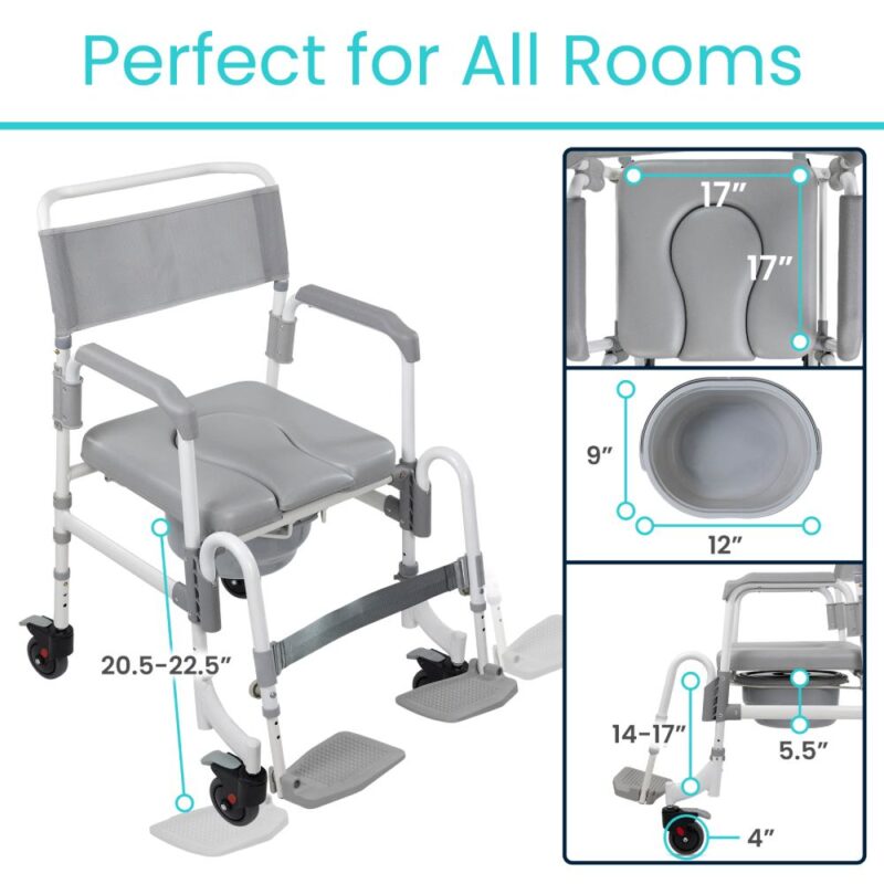 Shower Commode Transport Chair - Image 6