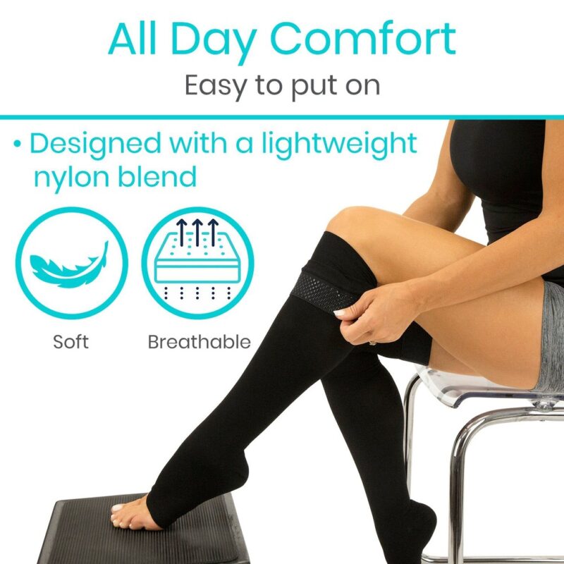 Thigh High Open Toe Compression Stockings 15-20mmHg - Image 8