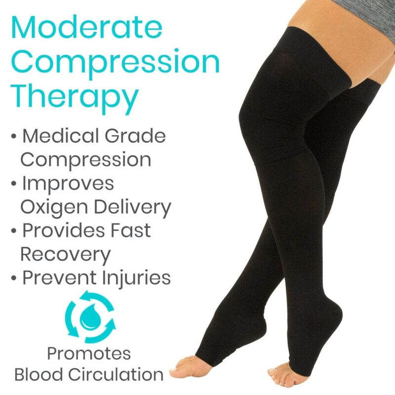 Thigh High Open Toe Compression Stockings 15-20mmHg - Image 4