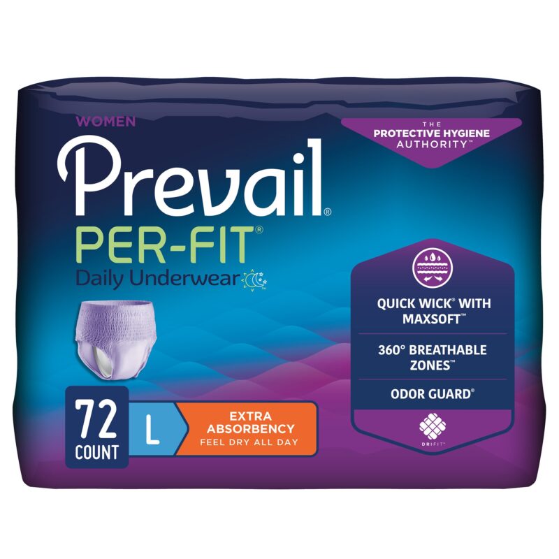 Female Adult Absorbent Underwear Prevail® Per-Fit® Pull On with Tear Away Seams Large Disposable Moderate Absorbency