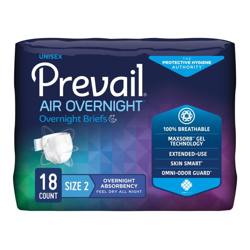 Unisex Adult Incontinence Brief Prevail Air™ Overnight Size 2 / Large Disposable Heavy Absorbency - Image 3