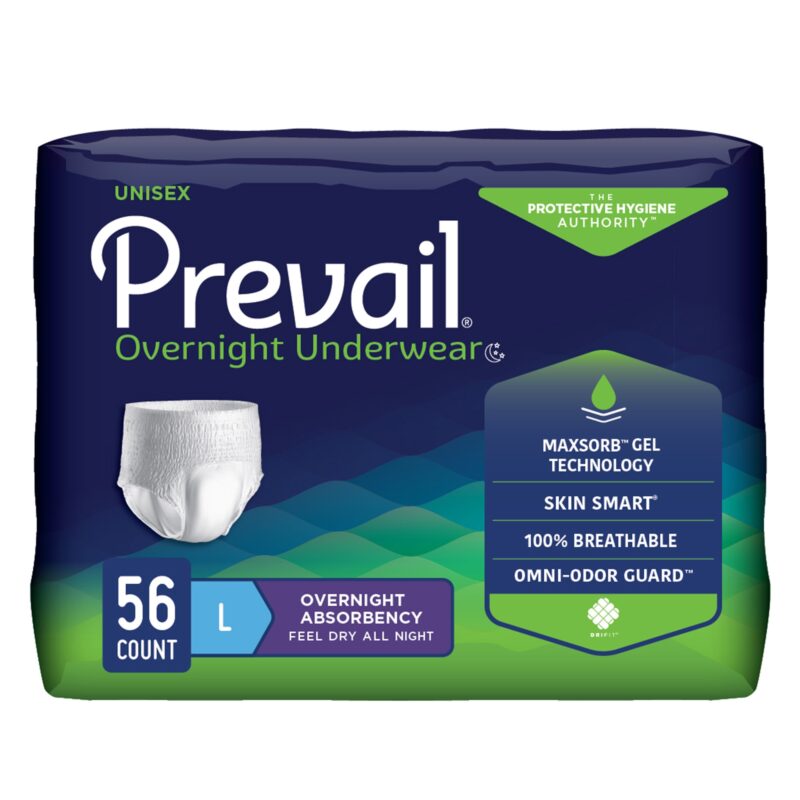 Unisex Adult Absorbent Underwear Prevail® Overnight Pull On with Tear Away Seams Large Disposable Heavy Absorbency