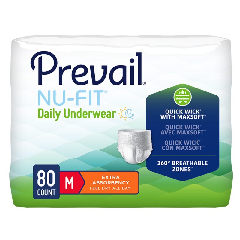 Unisex Adult Absorbent Underwear Prevail® Nu-Fit® Pull On with Tear Away Seams Medium Disposable Heavy Absorbency