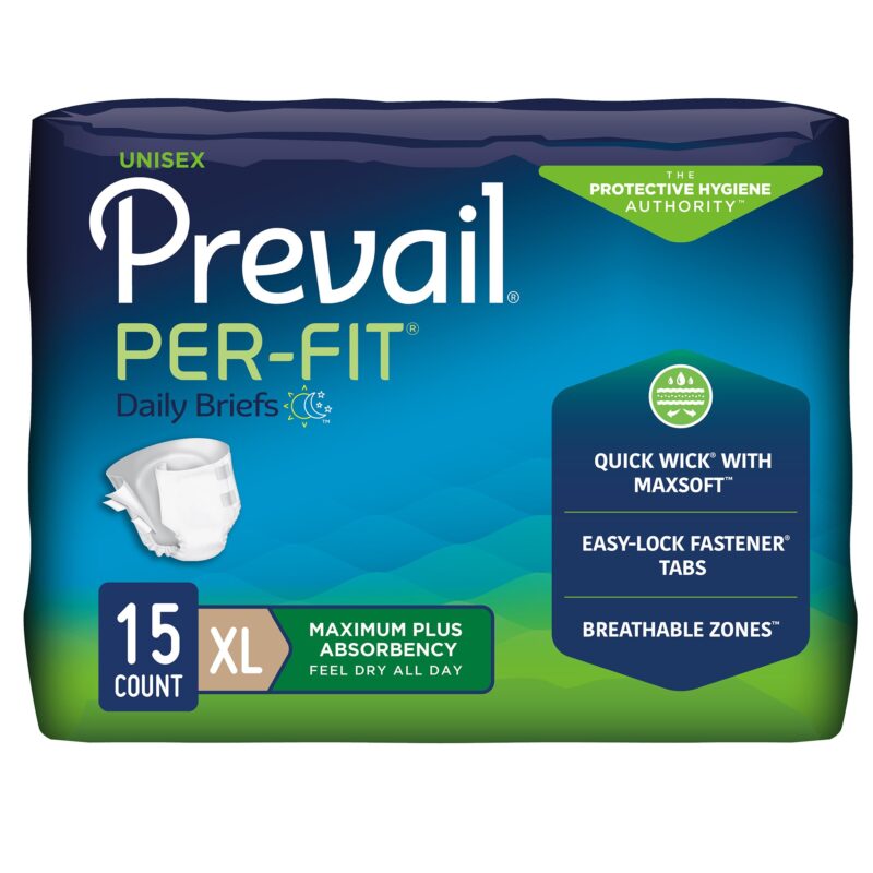 Unisex Adult Incontinence Brief Prevail® Per-Fit® Maximum Plus X-Large Disposable Heavy Absorbency (60 Counts)