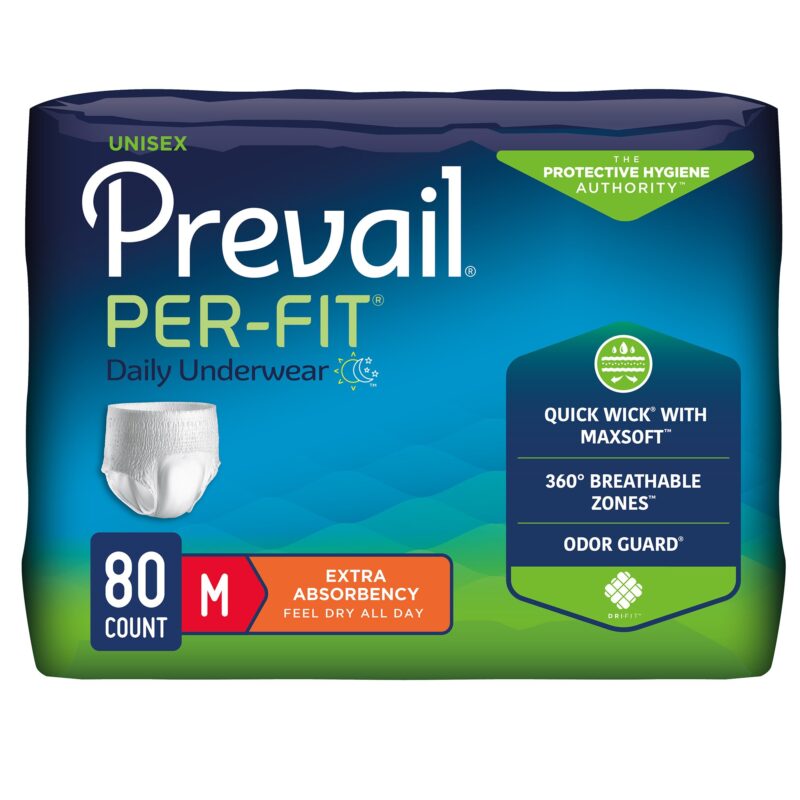 Unisex Adult Absorbent Underwear Prevail® Per-Fit® Extra Pull On with Tear Away Seams Medium Disposable Heavy Absorbency