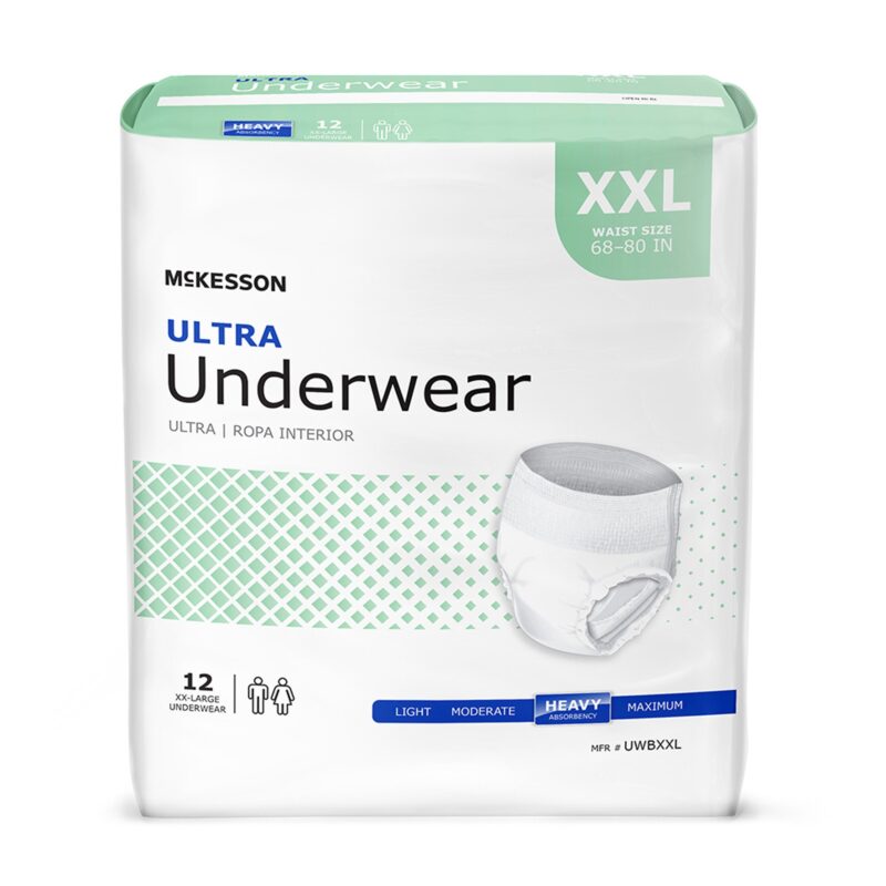 Unisex Adult Absorbent Underwear McKesson Ultra Pull On with Tear Away Seams Large Disposable Heavy Absorbency