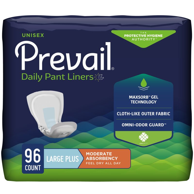 Incontinence Liner Prevail® Daily Pant Liners 28 Inch Length Moderate Absorbency Polymer Core Large Plus (96 Counts))