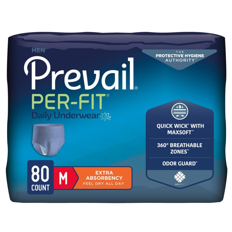 Male Adult Absorbent Underwear Prevail® Per-Fit® Pull On with Tear Away Seams Medium Disposable Heavy Absorbency