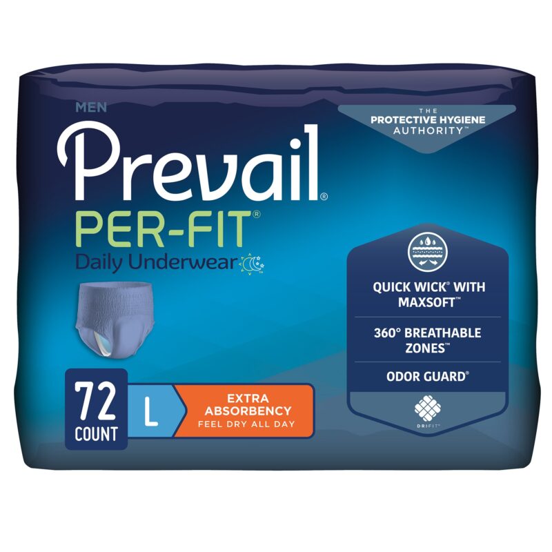 Male Adult Absorbent Underwear Prevail® Per-Fit® Pull On with Tear Away Seams Large Disposable Heavy Absorbency