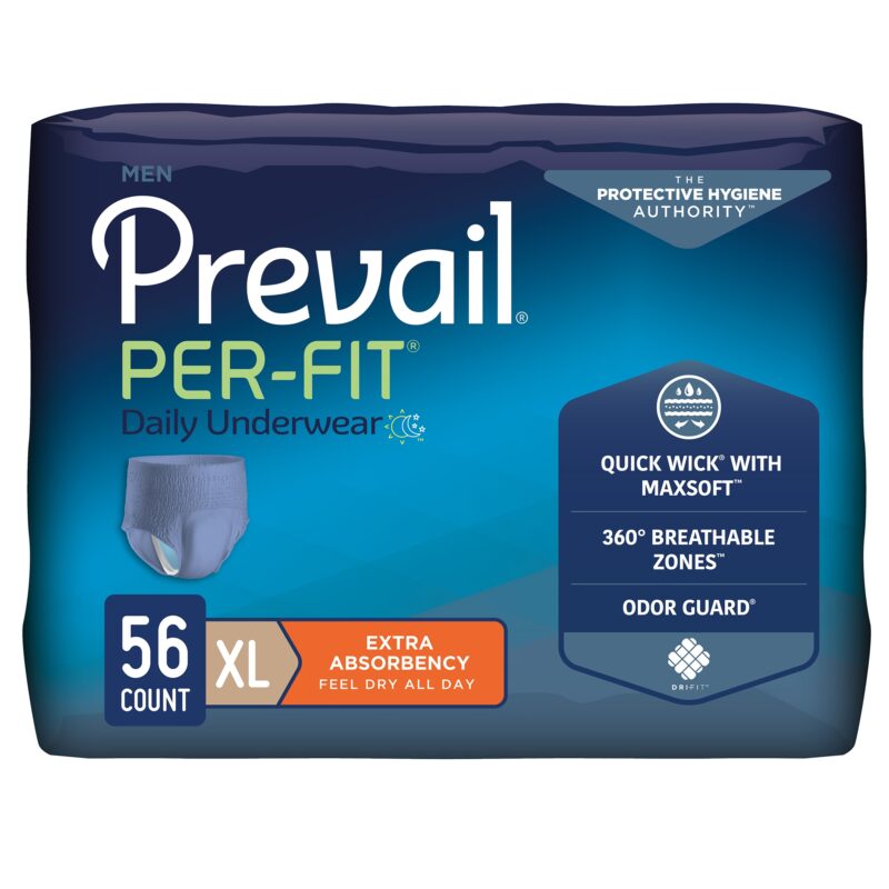 Male Adult Absorbent Underwear Prevail® Per-Fit® Pull On with Tear Away Seams X-Large Disposable Heavy Absorbency