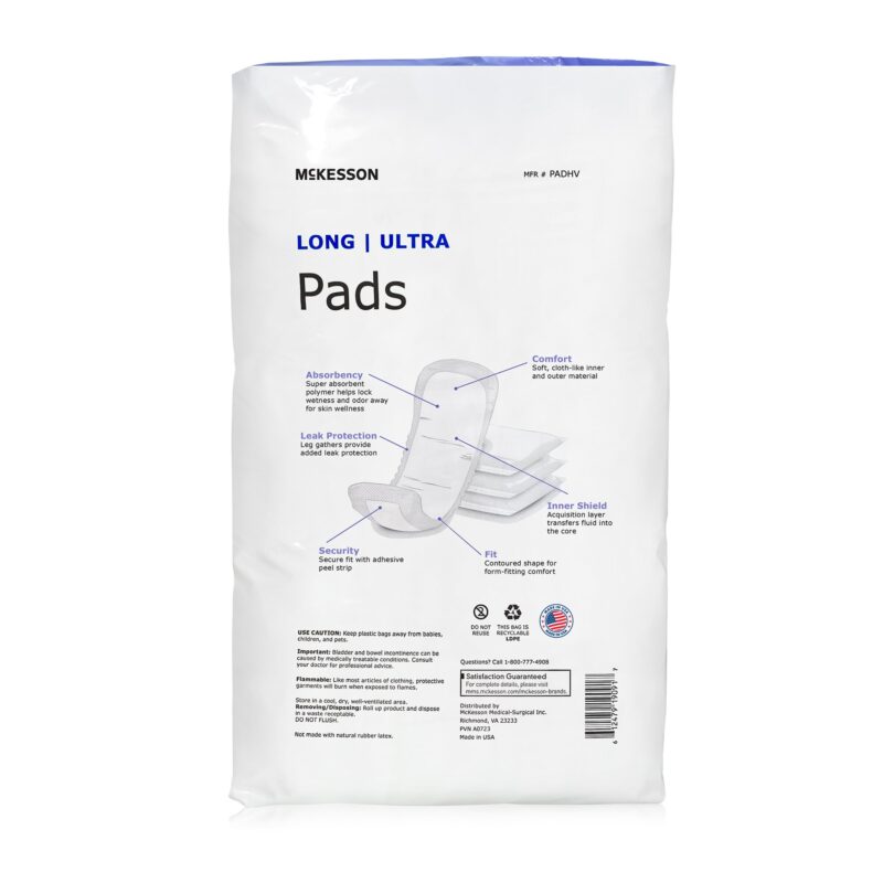 Bladder Control Pad McKesson Ultra 14 Inch Length Heavy Absorbency Polymer Core One Size Fits Most - Image 2