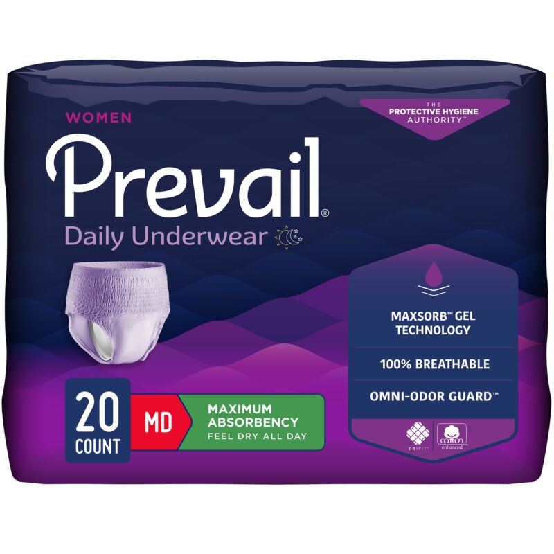 Female Adult Absorbent Underwear Prevail® Daily Underwear Pull On with Tear Away Seams Medium Disposable Heavy Absorbency - Image 4