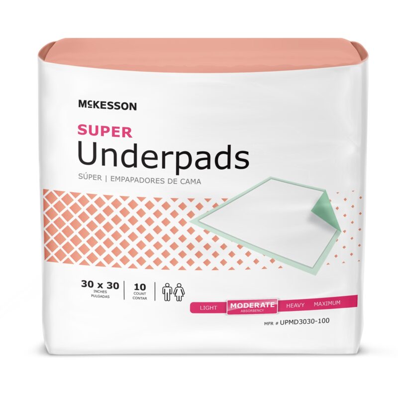 Disposable Underpad McKesson Super 30 X 30 Inch Fluff / Polymer Moderate Absorbency (100 Counts)