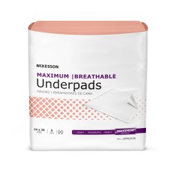 Disposable Underpad McKesson Ultimate Breathable 24 X 36 Inch Fluff / Polymer Heavy Absorbency (70 Counts)