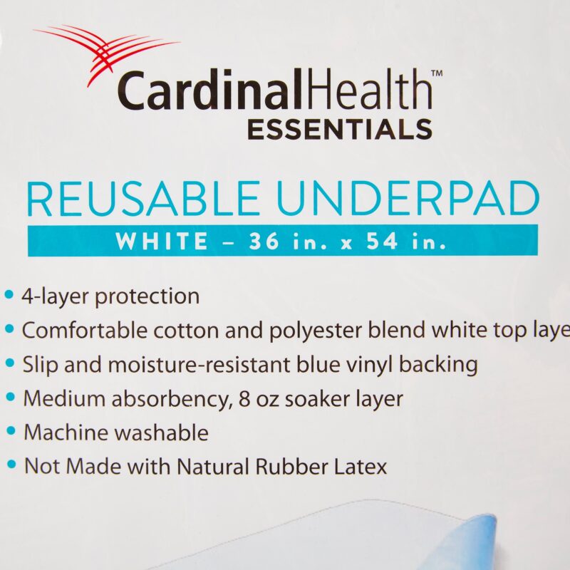 Reusable Underpad Cardinal Health™ Essentials 36 X 54 Inch Polyester / Rayon Moderate Absorbency - Image 2