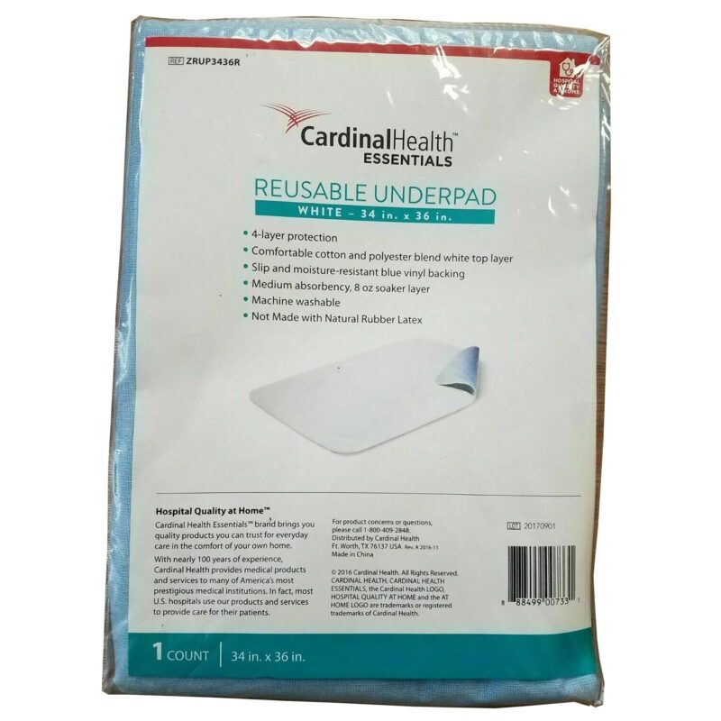 Reusable Underpad Cardinal Health™ Essentials 34 X 36 Inch Polyester / Rayon Moderate Absorbency - Image 2