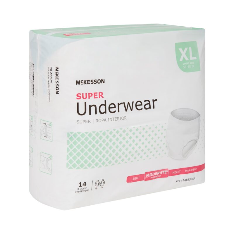 Unisex Adult Absorbent Underwear McKesson Pull On with Tear Away Seams X-Large Disposable Moderate Absorbency (56 Counts) - Image 2