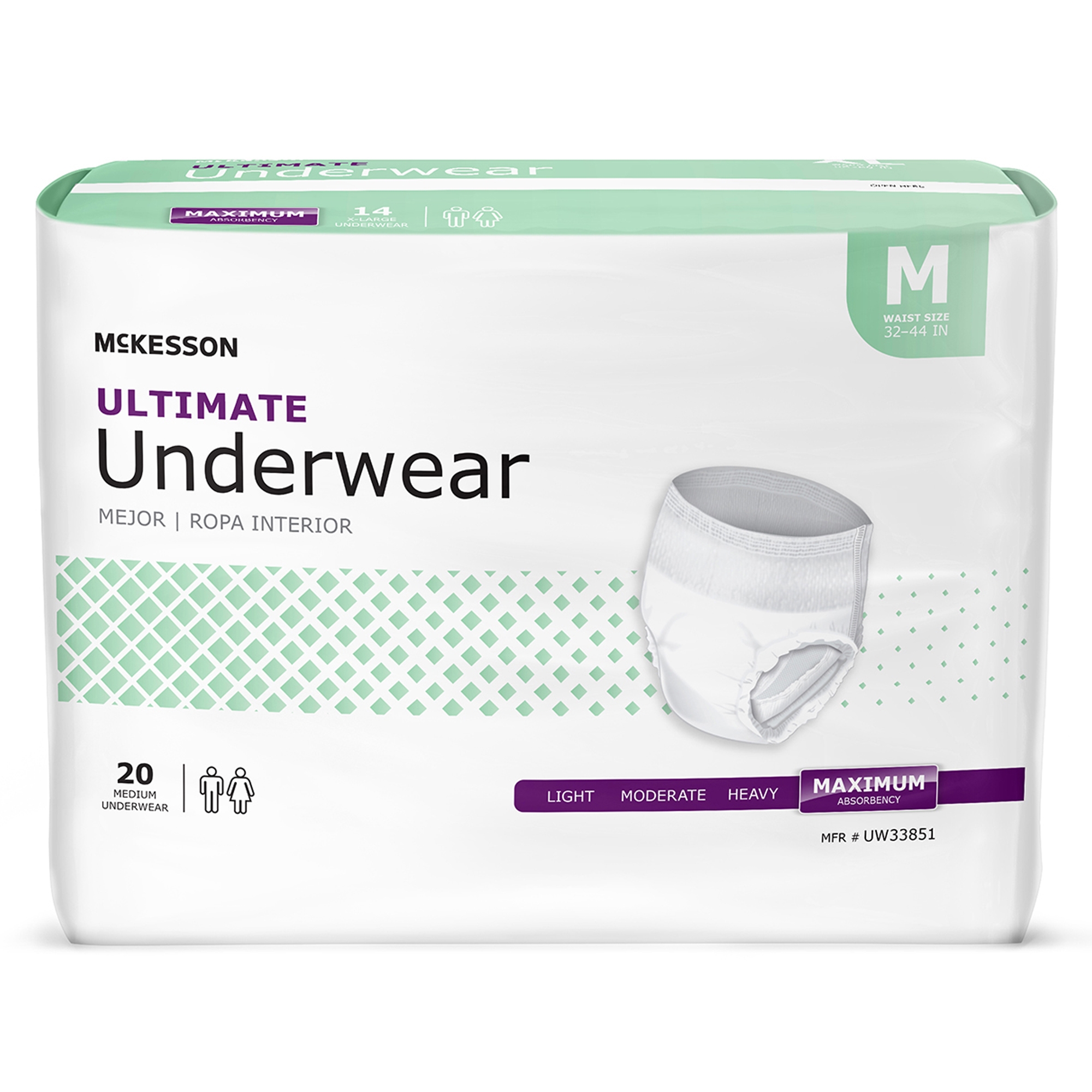 Unisex Adult Absorbent Underwear McKesson Pull On with Tear Away Seams Medium Disposable Heavy Absorbency (80 Counts)
