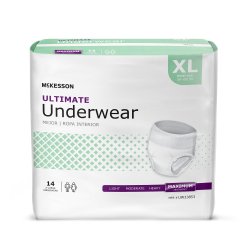 Unisex Adult Absorbent Underwear McKesson Pull On with Tear Away Seams X-Large Disposable Heavy Absorbency (56 Counts)