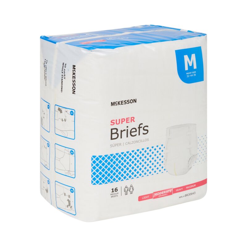 Unisex Adult Incontinence Brief McKesson Medium Disposable Moderate Absorbency (96 Counts) - Image 2