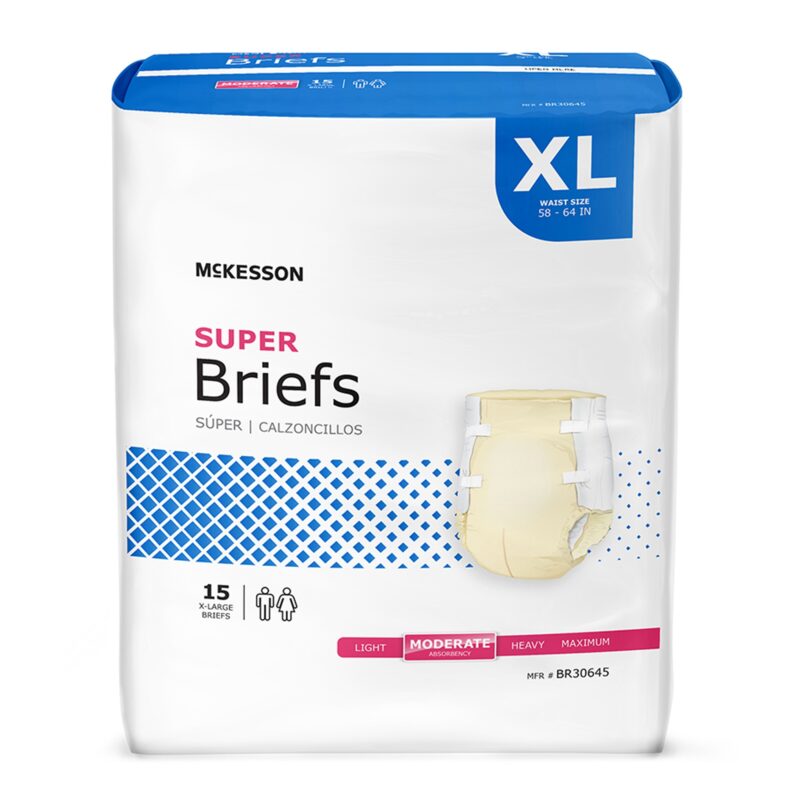 Unisex Adult Incontinence Brief McKesson X-Large Disposable Moderate Absorbency (60 Counts)