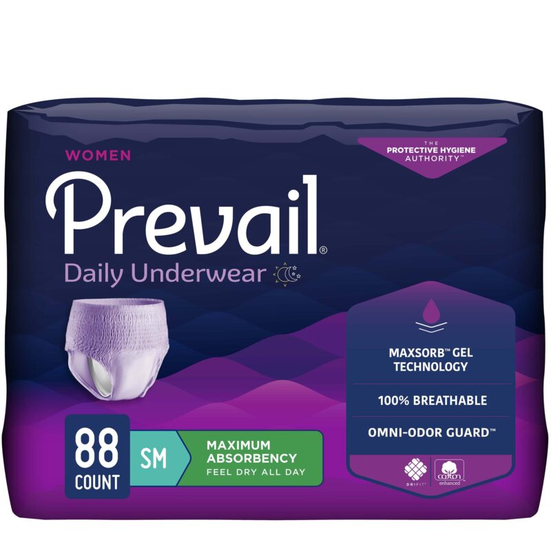 Female Adult Absorbent Underwear Prevail® Daily Underwear Pull On with Tear Away Seams Small Disposable Heavy Absorbency