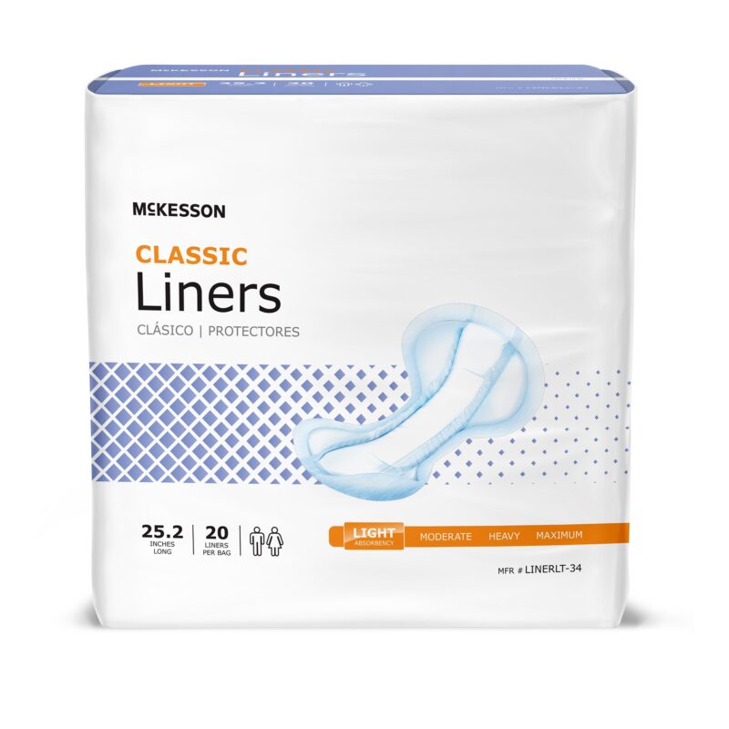 Incontinence Liner McKesson Classic 25-1/5 Inch Length Light Absorbency Polymer Core One Size Fits Most (80 Counts)