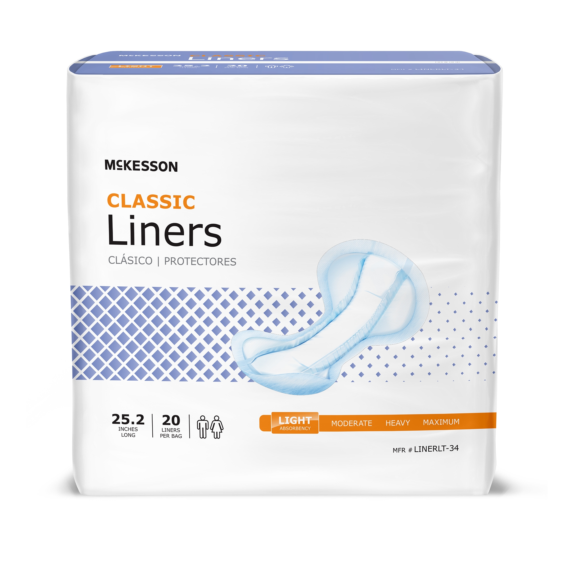 Incontinence Liner McKesson Classic 25-1/5 Inch Length Light Absorbency Polymer Core One Size Fits Most (80 Counts)