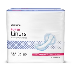 Incontinence Liner McKesson Super 25-1/5 Inch Length Moderate Absorbency Polymer Core One Size Fits Most (80 Counts)