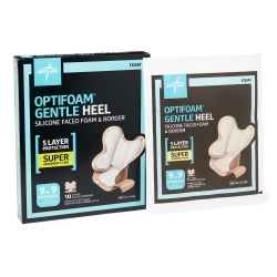 Foam Dressing Optifoam® Gentle Heel 9 X 9 Inch With Border Waterproof Film Backing Silicone Face and Border Heel Sterile (50 Counts)