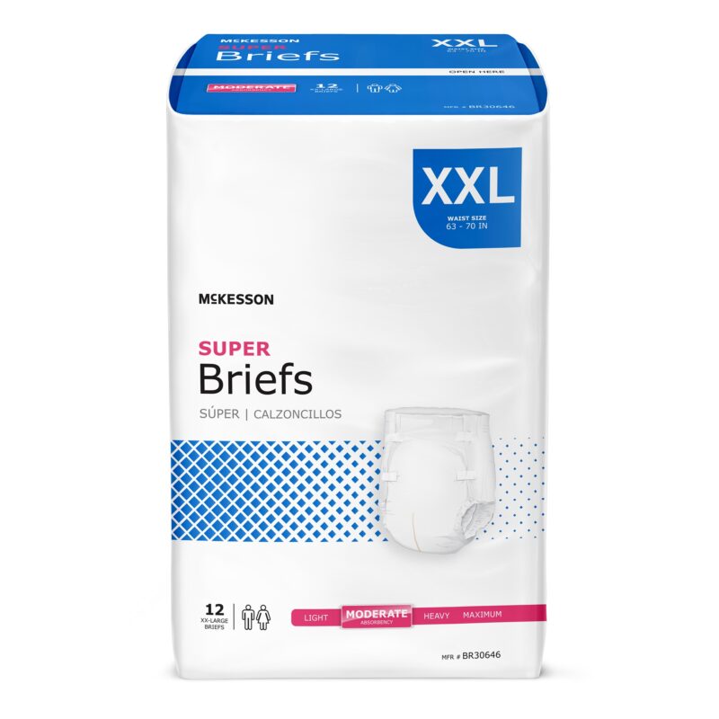 Unisex Adult Incontinence Brief McKesson 2X-Large Disposable Moderate Absorbency (48 Counts)