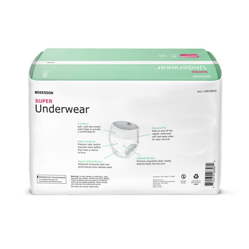 Unisex Adult Absorbent Underwear McKesson Pull On with Tear Away Seams Small Disposable Moderate Absorbency (88 Counts) - Image 5