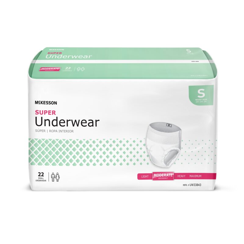 Unisex Adult Absorbent Underwear McKesson Pull On with Tear Away Seams Small Disposable Moderate Absorbency (88 Counts)