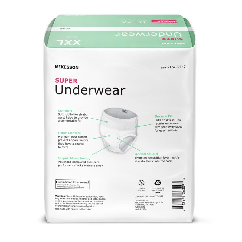 Unisex Adult Absorbent Underwear McKesson Pull On with Tear Away Seams 2X-Large Disposable Moderate Absorbency (48 Counts) - Image 5