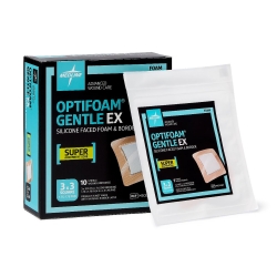 Silicone Foam Dressing Optifoam® Gentle EX 3 X 3 Inch With Border Film Backing Silicone Face Square Sterile