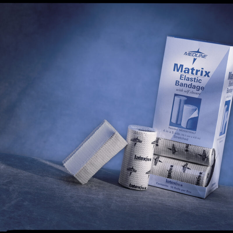 Elastic Bandage Matrix 4 Inch X 5 Yard Double Hook and Loop Closure Natural Sterile Medium Compression (20 Counts)