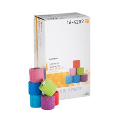 Cohesive Bandage McKesson 2 Inch X 5 Yard Self-adherent Closure Purple / Pink / Green / Light Blue / Royal Blue / Red NonSterile Standard Compression