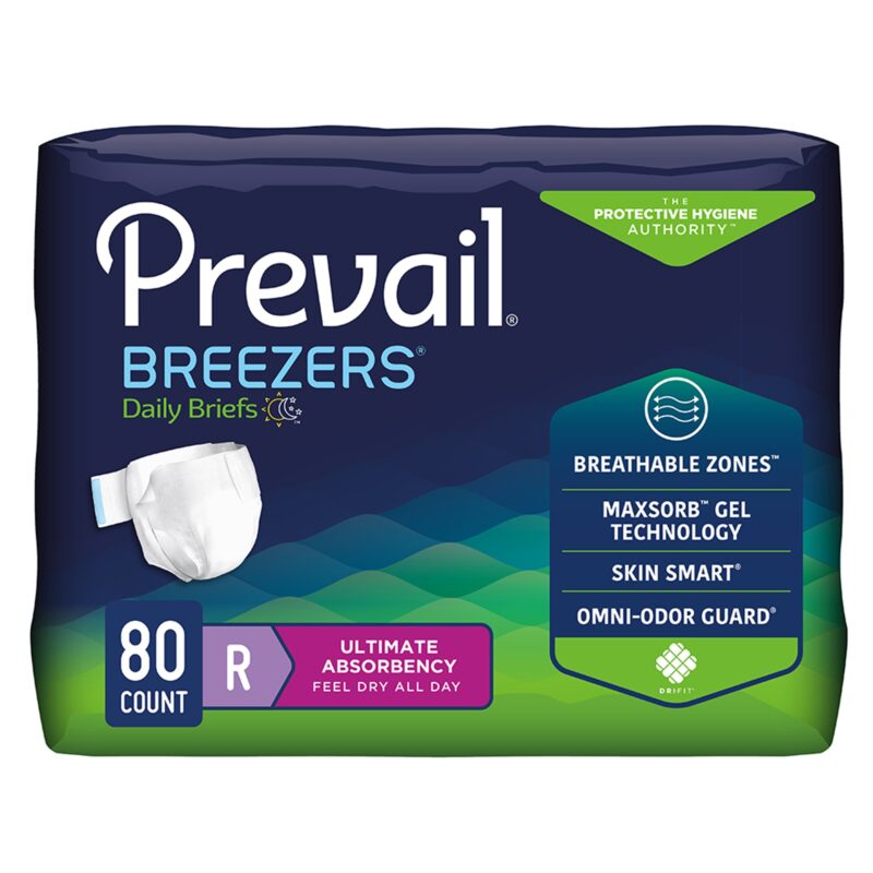 Unisex Adult Incontinence Brief Prevail® Breezers® Regular Disposable Heavy Absorbency