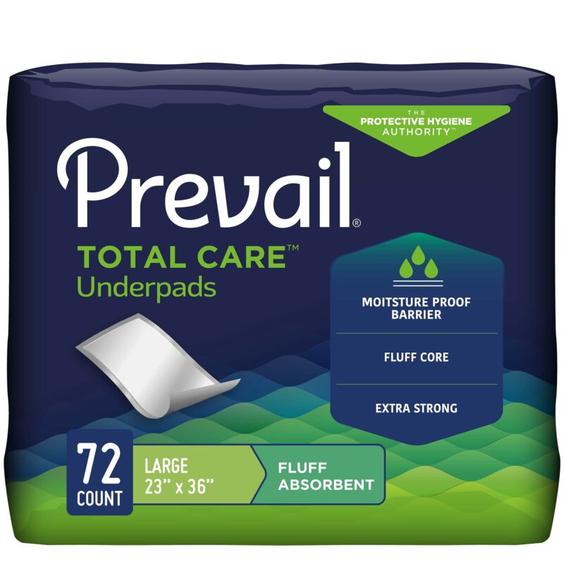 Disposable Underpad Prevail® Total Care™ 23 X 36 Inch Fluff Light Absorbency