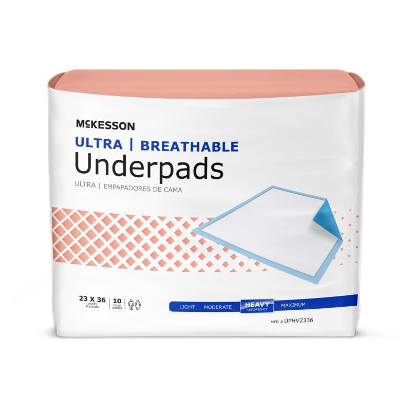 Disposable Underpad McKesson Ultra Breathable 23 X 36 Inch Fluff / Polymer Heavy Absorbency (60 Counts)