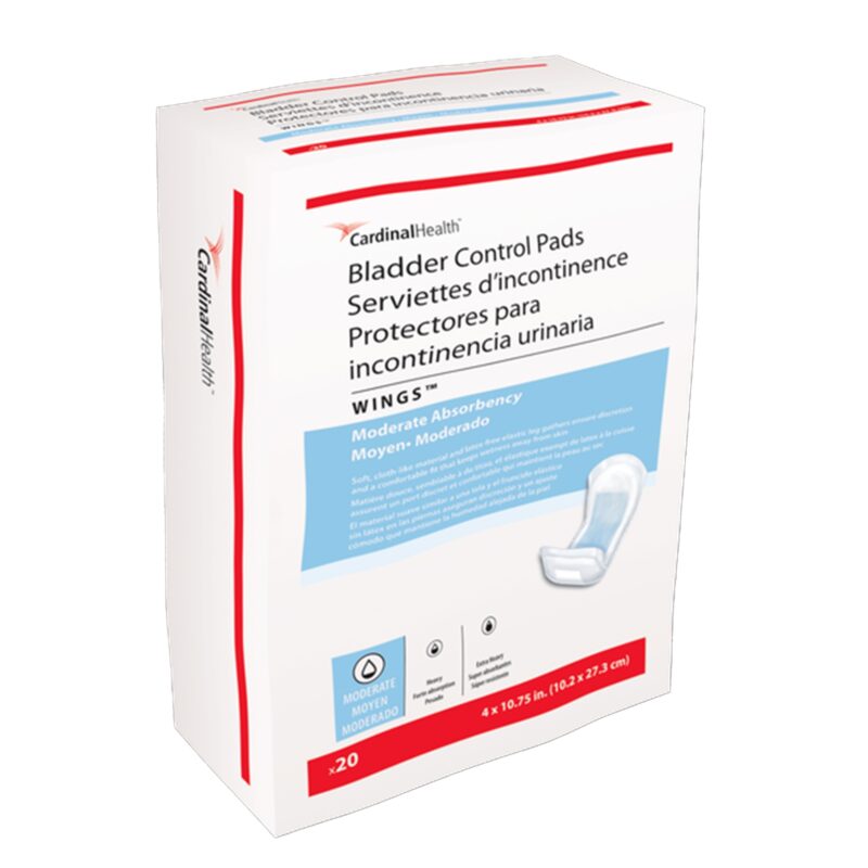 Bladder Control Pad Wings™ 4 X 10-3/4 Inch Moderate Absorbency Polymer Core One Size Fits Most (120 Counts / Pack of 6) - Image 3
