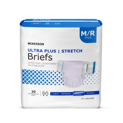 Unisex Adult Incontinence Brief McKesson Ultra Plus Stretch Medium Disposable Heavy Absorbency (4 Counts)