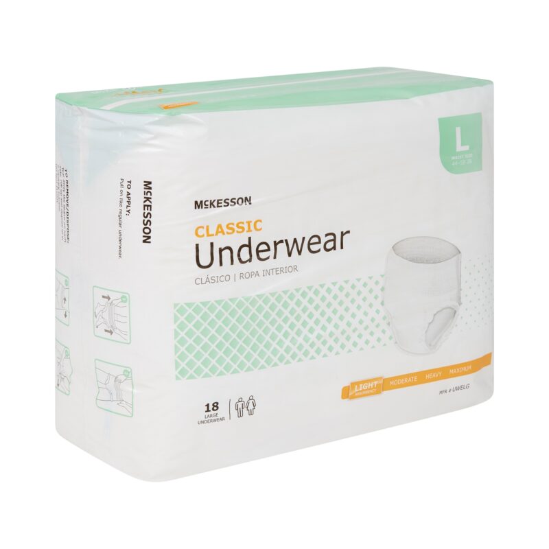 Unisex Adult Absorbent Underwear McKesson Classic Pull On with Tear Away Seams Large Disposable Light Absorbency (4 Counts) - Image 2