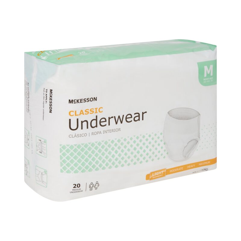 Unisex Adult Absorbent Underwear McKesson Classic Pull On with Tear Away Seams Medium Disposable Light Absorbency (4 Counts) - Image 2