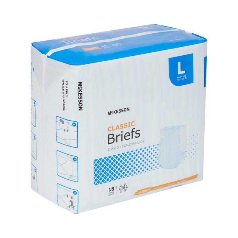 Unisex Adult Incontinence Brief McKesson Classic Large Disposable Light Absorbency (72 Counts) - Image 2