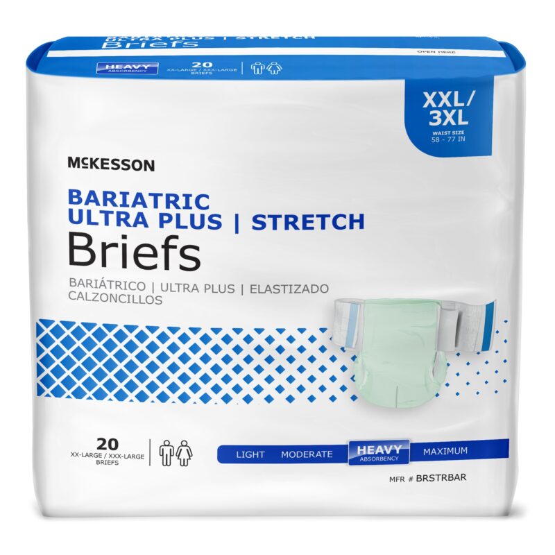 Unisex Adult Incontinence Brief McKesson Ultra Plus Stretch 2X-Large / 3X-Large Disposable Heavy Absorbency (80 Counts)